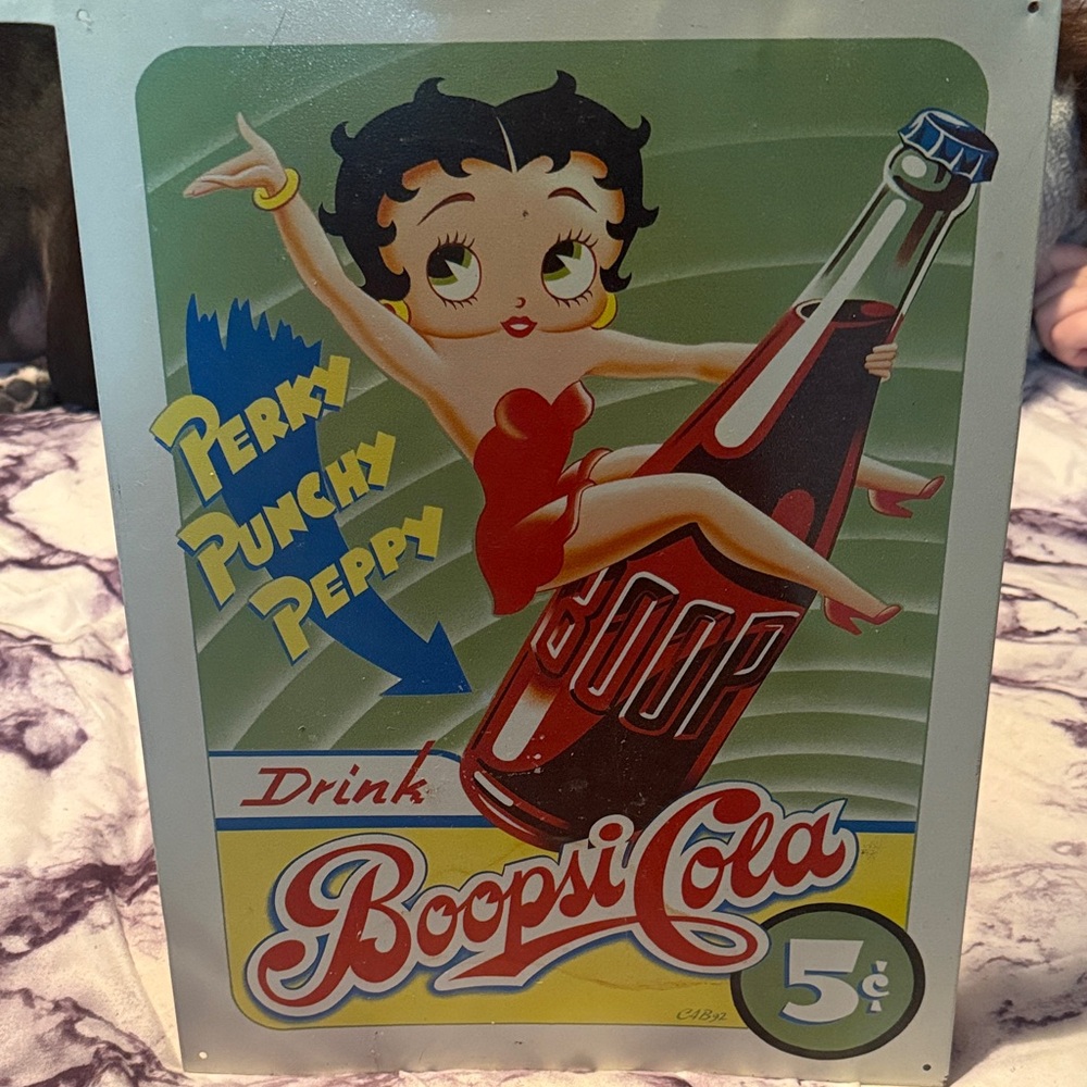 Boopsi Cola Vintage-Style Metal Sign - Red, Green, Yellow